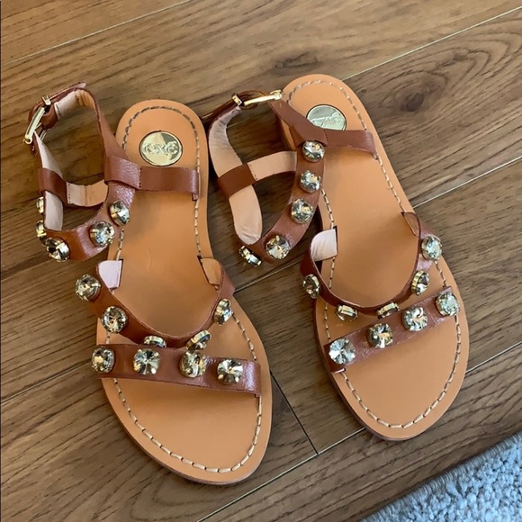 💕x2HP💕Exe Carmen leather crystal sandals - Picture 6 of 14